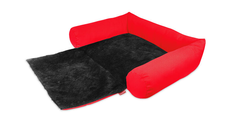 Gauty Cama Redonda para Perros y Gatos  Tela Impermeable y pelo - Rojo y negro, , large Imagen numero 1