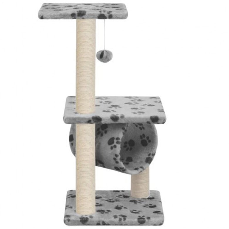 Rascador con postes de sisal para gatos color Gris Huellas, , large image number null