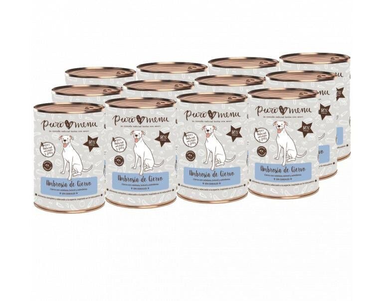 Pack de 12 latas de comida húmeda para perros Puromenu sabor ciervo thumbnail