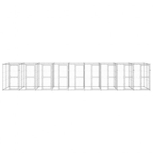 Vidaxl perrera con puertas de bisagra plateado para perros, , large Imagen numero 3