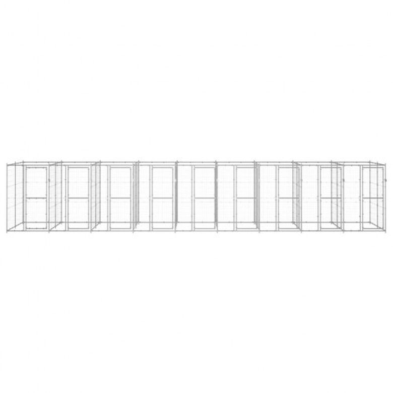 Vidaxl perrera con puertas de bisagra plateado para perros thumbnail