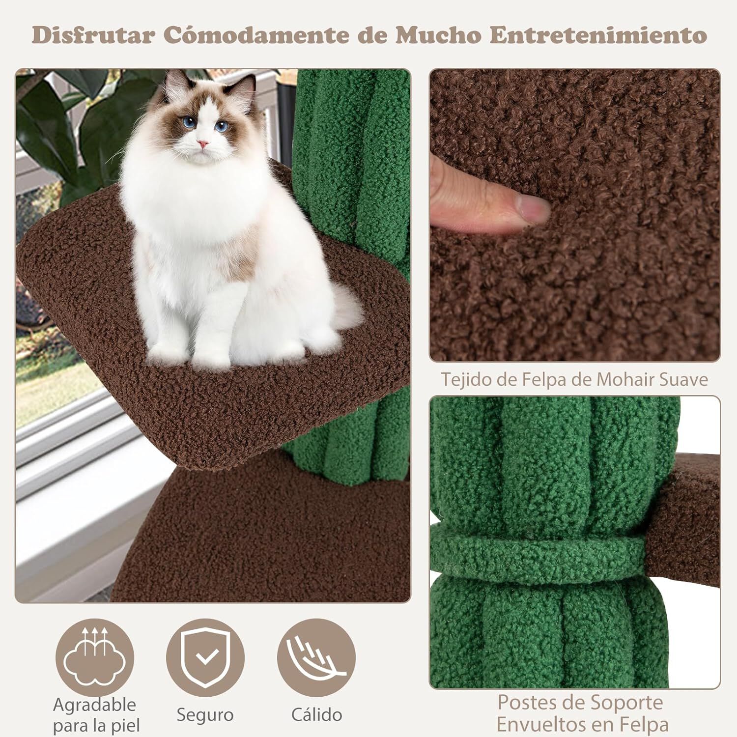 COSTWAY &Aacute;rbol Rascador para Gatos con 5 Plataformas, Altura 153 cm, Torre de Gatos con Condominio, Castillo Juego de Gato con Postes Rascadores Cubiertos de Sisal, Rascador Multinivel para Gatos, , large Imagen numero 4