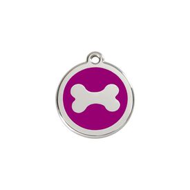 Red Dingo Placa identificativa Acero Inoxidable Esmalte Hueso Morado para perros