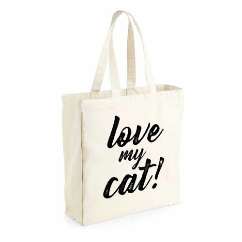 Bolsa saco &quot;Love my cat&quot; color Blanco