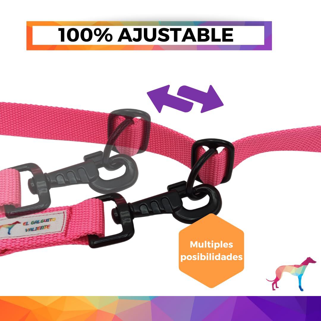 EGV - Correa multiposicion perro con doble asa de neopreno. Correa perro manos libres de 2,50 metros de longitud. (Rosa), , large Imagen numero 3