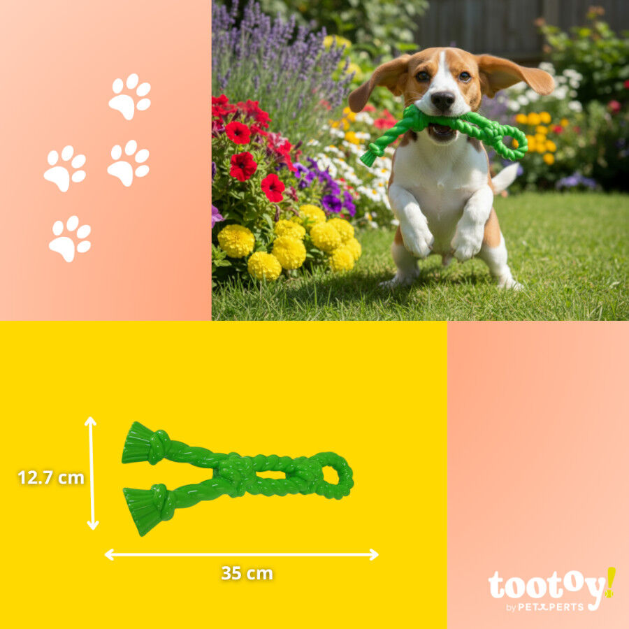 Tootoy! Mordedor Rubber Bold Knot de Goma Verde para perros, , large Imagen numero 5