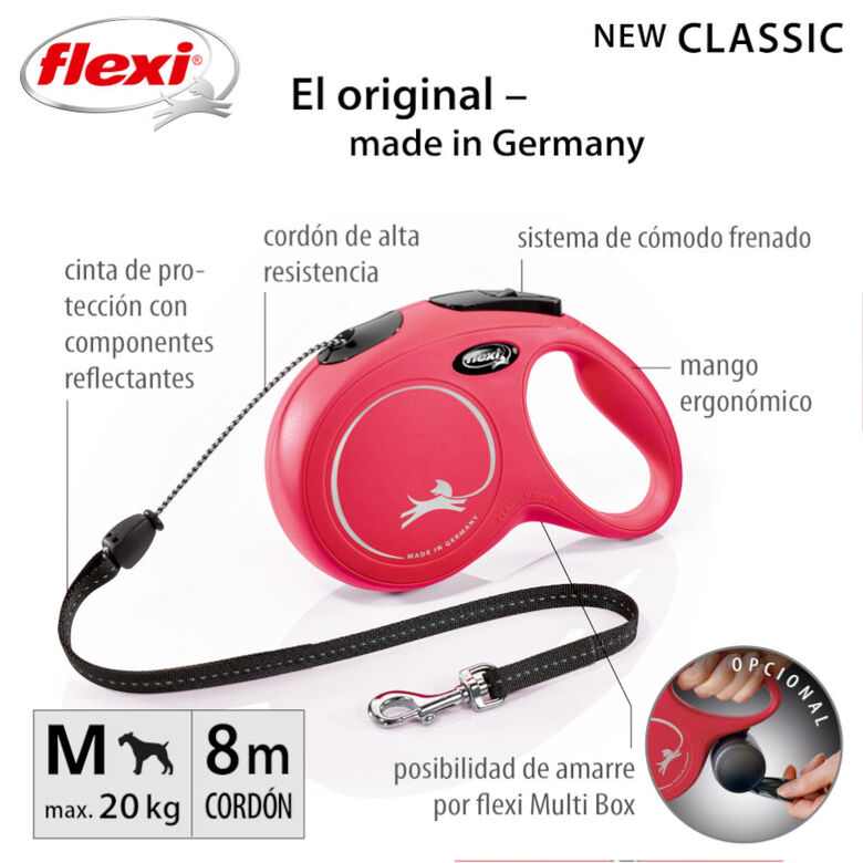 Flexi New Classic Correa de Cordón Extensible Roja para perros thumbnail