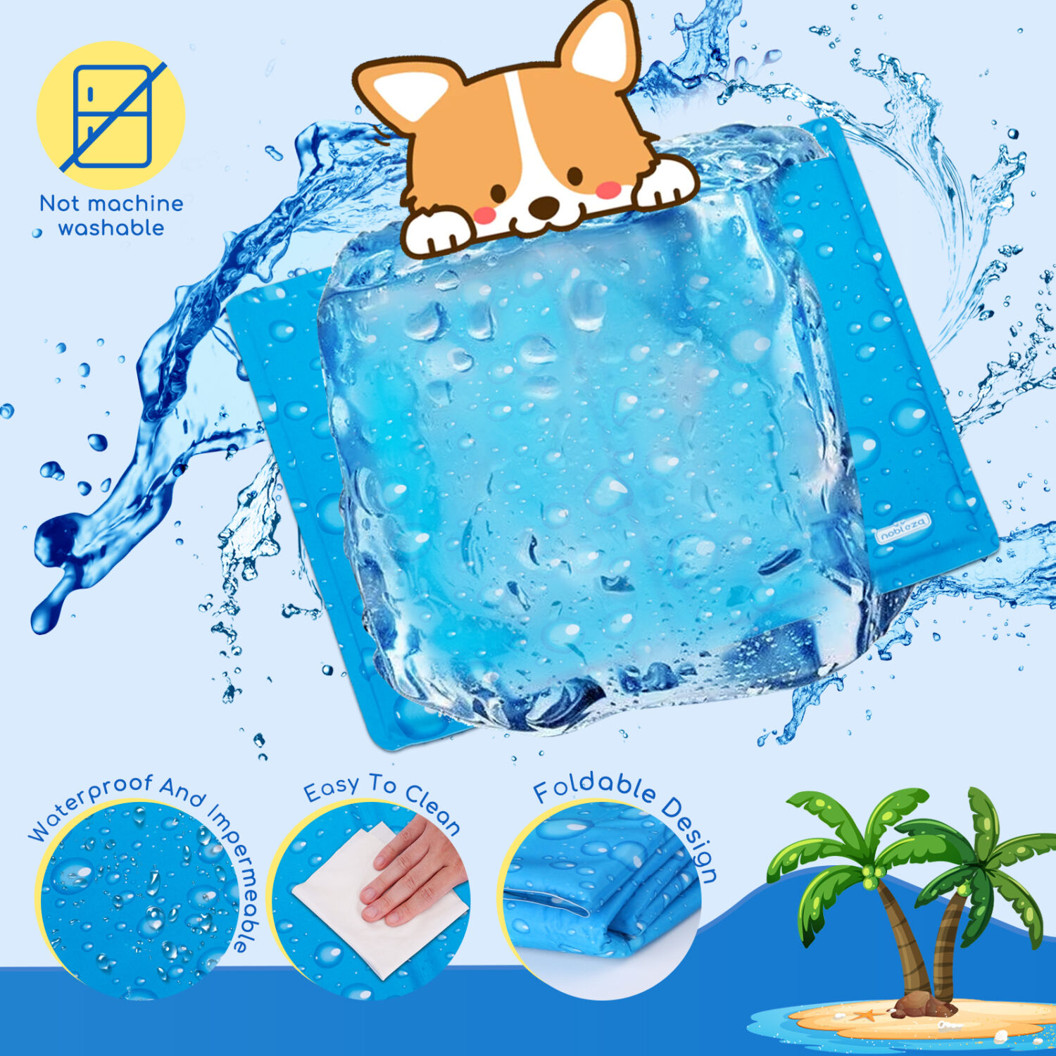 Nobleza Alfombrilla Refrescante para Perros Gatos, 90*50cm Manta Refrigerante Perro, Cama Perro Refrescante para Mascotas Mmediano a Grande, Alfombra de Gel Activada por Presi&oacute;n, L, , large Imagen numero 8
