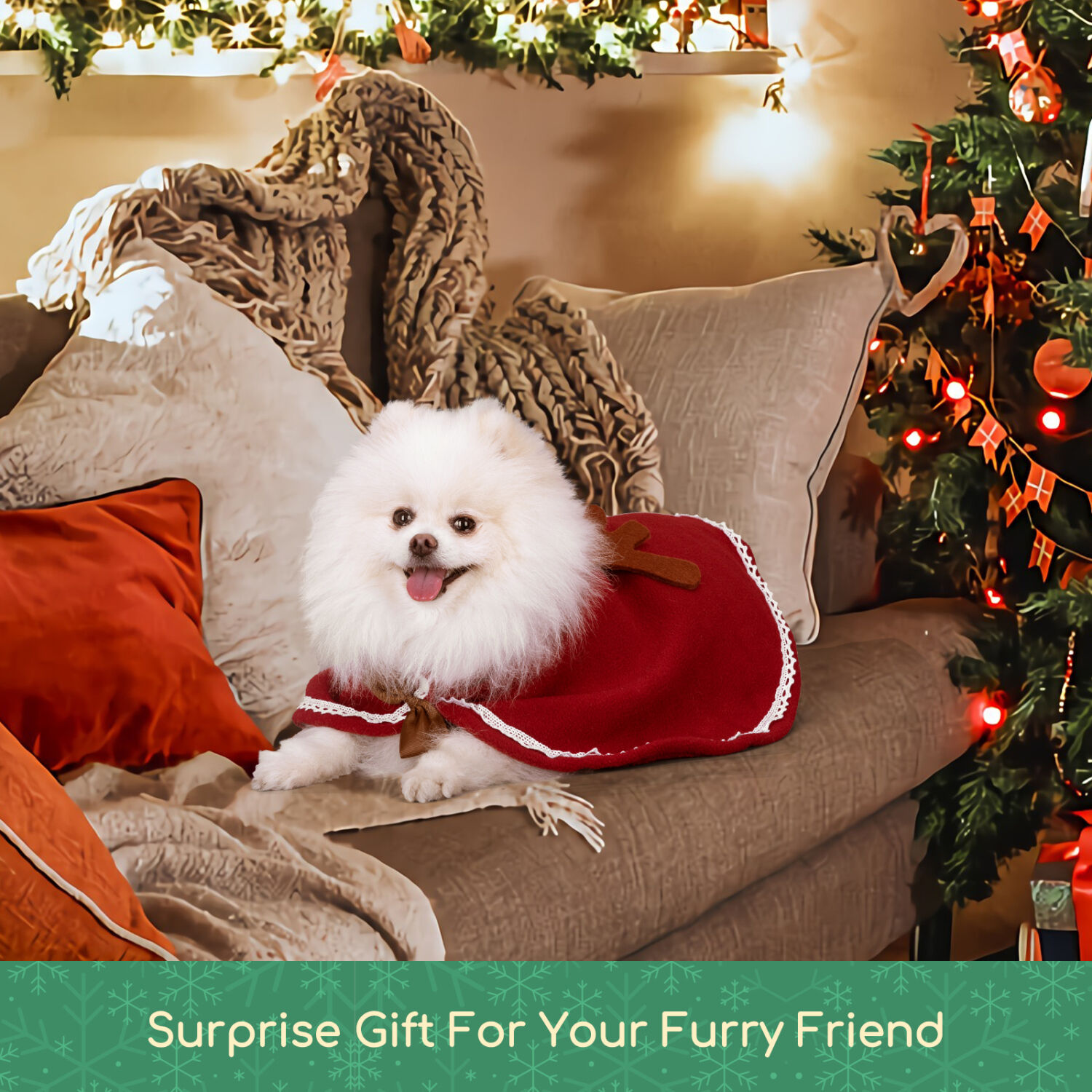 Nobleza-Ropa Navide&ntilde;a para Perro,Traje De Navidad Perro,Capa y Sombrero de Navidad para Perro Lindo Traje,Adecuado para Navidad, Fiesta, Cumplea&ntilde;os.L-45CM, , large Imagen numero 5