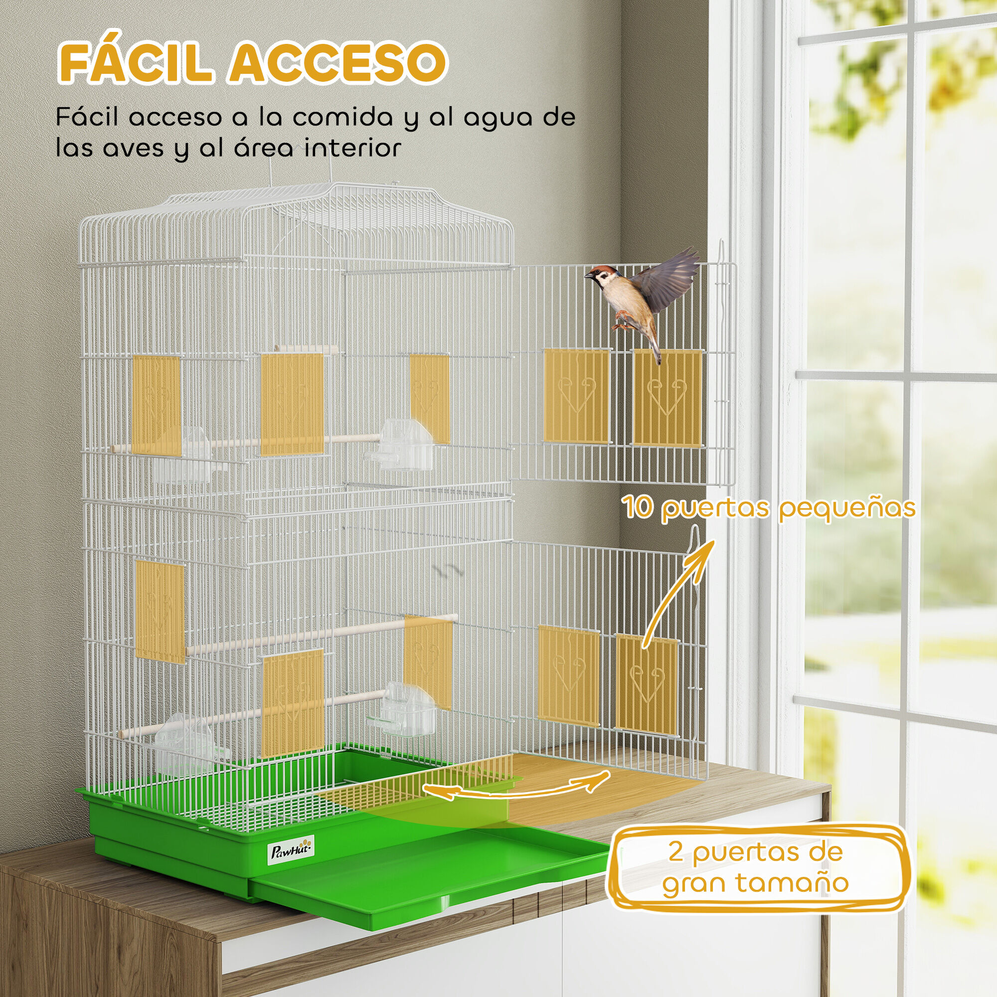 PawHut Jaula para P&aacute;jaros Verde, , large Imagen numero 4