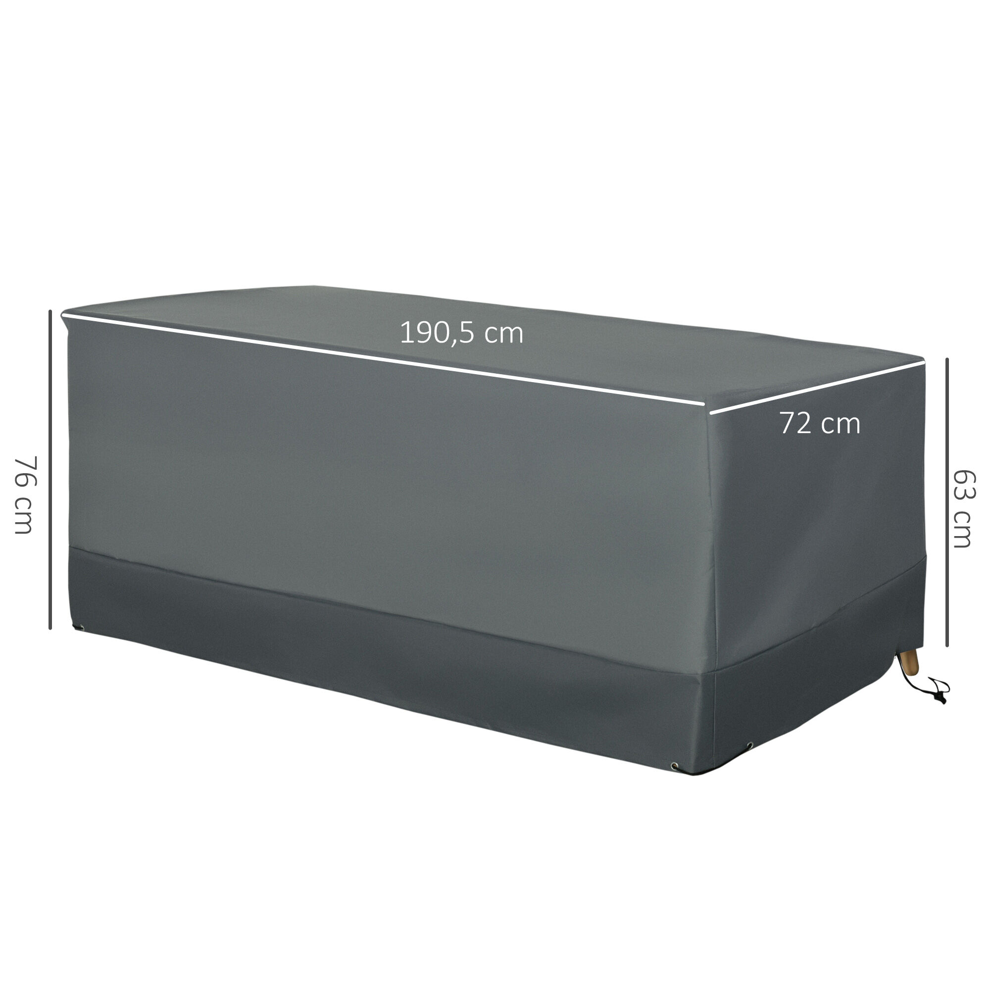 Outsunny Funda Protectora para Muebles de Jard&iacute;n Tela Oxford 600D Impermeable Cubierta de Muebles de Mesas Sillas Sof&aacute;s Exterior con Cord&oacute;n y Hebilla 190,5x72x76 cm Gris, , large Imagen numero 3