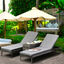 Outsunny Conjunto de 2 Tumbonas de Jardín con Cojines Acolchados Ratán con Mesa Auxiliar para Piscina o Terraza Carga 160kg 195x60x86 cm Acero Gris, , large indicador imagen numero 2