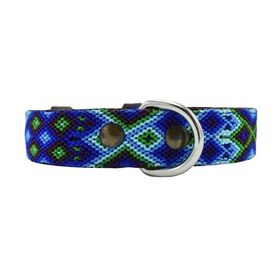 Loyal Collar de Piel Artesanal Azul y Verde para perros 