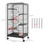 PawHut Jaula para Roedores con Ruedas 64x43,5x93 cm Jaula para Animales Pequeños con 2 Puertas 3 Plataformas Bandeja Extraíble Comedero y Bebedero para Conejos Cobayas Negro., , large indicador imagen numero 8