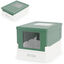 COSTWAY Arenero para Gatos Cubierto, Caja de Arena para Gatos Grande con Entrada Frontal y Salida Abatible, Bandeja Port&aacute;til, Caj&oacute;n, Arenero Cerrado Plegable para Gato, 50x38x37 cm (Verde + Blanco), , large indicador imagen numero 1