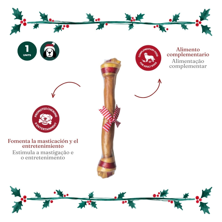 1 ud. Wonder Christmas Hueso Gigante Cuero Prensado Snacks para perros, , large Imagen numero 3