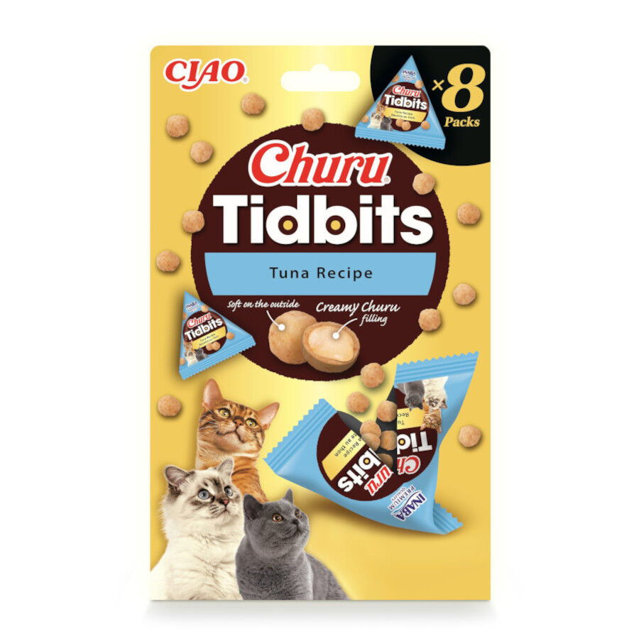 8 Sobres x 12 g Churu Tidbits Snack bolitas At&uacute;n para gatos, , large Imagen numero 1