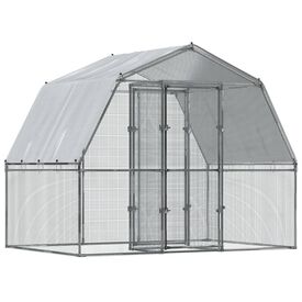 VidaXL Gallinero con techo y puerta acero galvanizado plateado