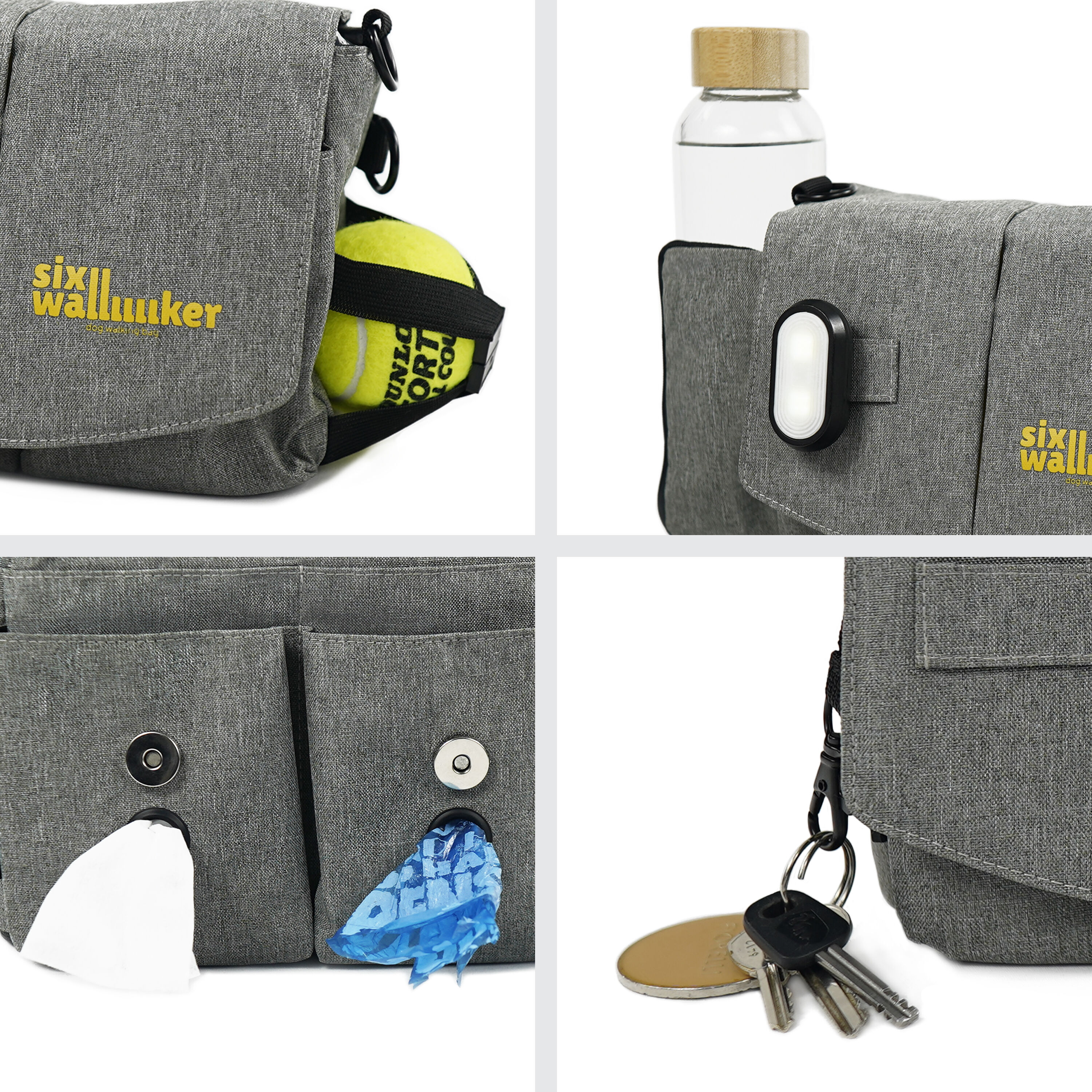 SixWalker bolsa Multifuncional gris de paseo + 2 bolsas de chuches para perros thumbnail