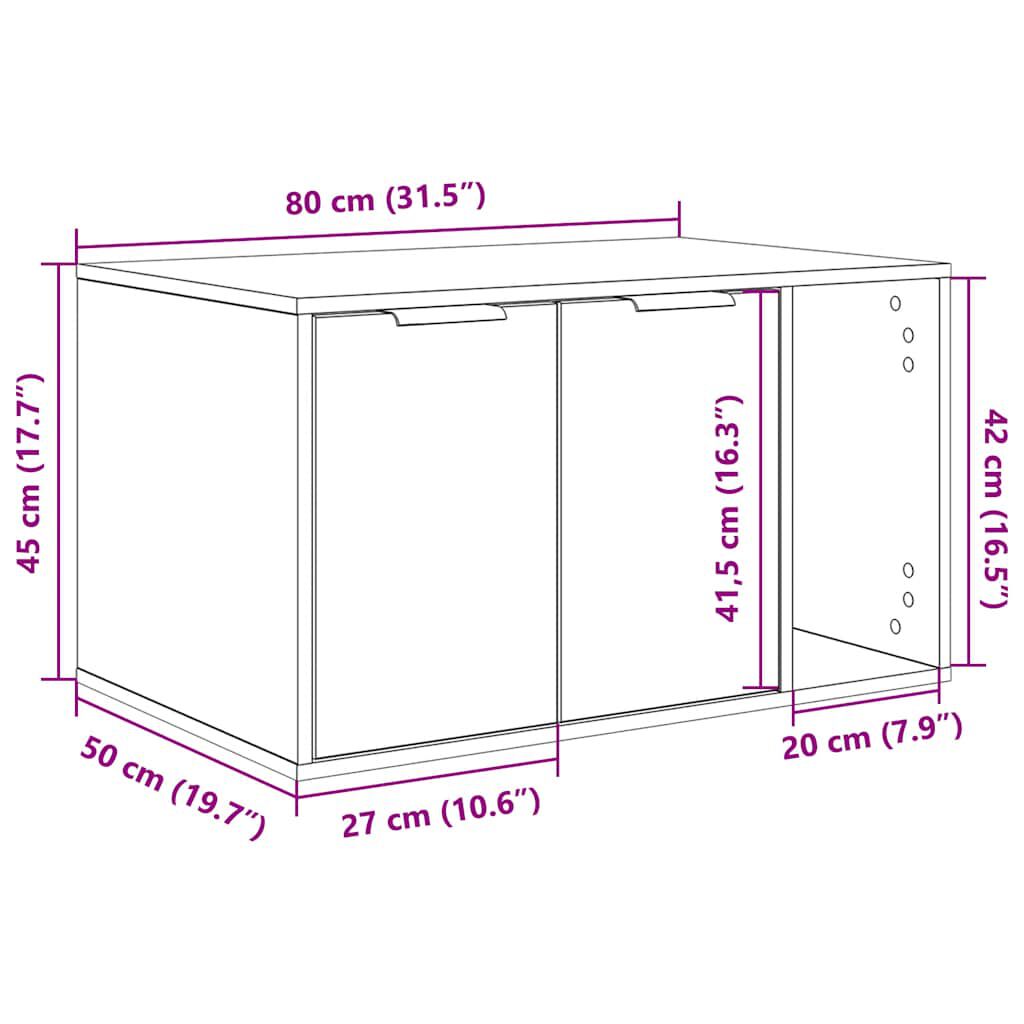 vidaXL Caja de arena para gatos de roble negro, 60 x 40 x 40 cm, madera de ingenier&iacute;a, , large Imagen numero 4