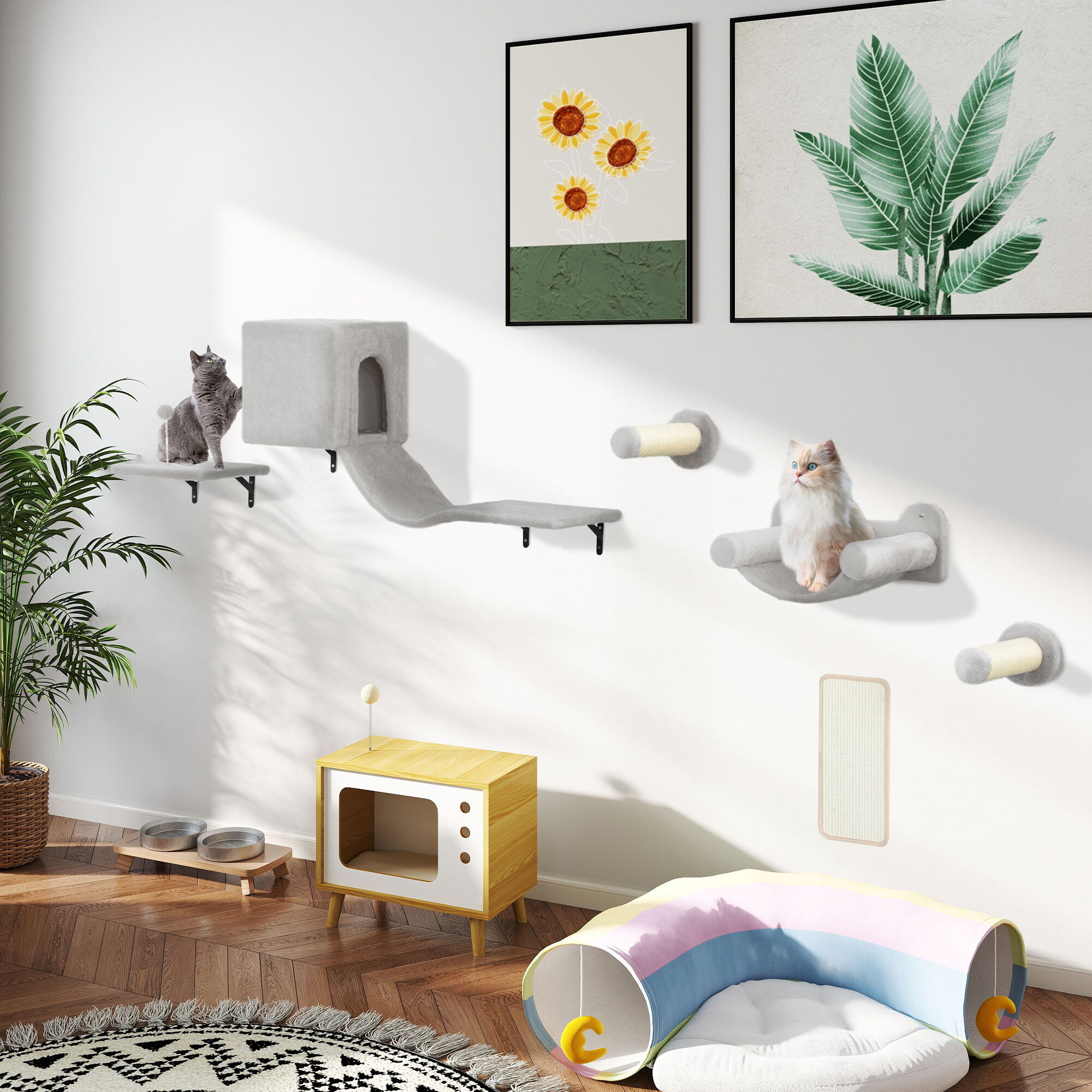 PawHut Estantes para Gatos Gris, , large Imagen numero 2