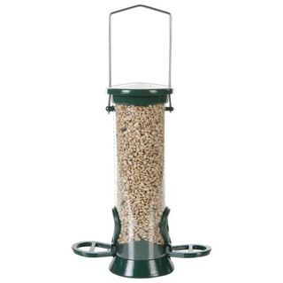 Dispensador semillas dos puertos para pájaros color Verde, Dispensador semillas dos puertos para pájaros color Verde