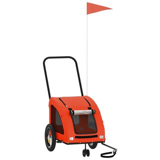 vidaXL Remolque bicicleta naranja/gris para Perros 