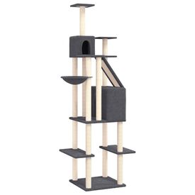 Vida XL Rascador con postes de sisal gris oscuro (201 cm) para gatos