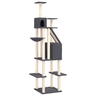 Vida XL Rascador con postes de sisal gris oscuro (201 cm) para gatos