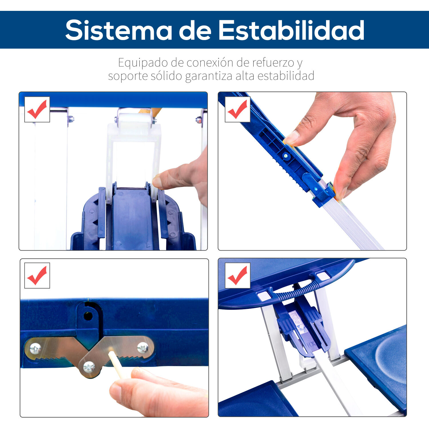 Outsunny Mesa Maleta de Camping azul Plegable y Port&aacute;til con 4 Asientos y Agujero para Sombrilla, , large Imagen numero 4