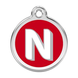 Red Dingo Placa identificativa Acero Inoxidable Esmalte Alfabeto Letra N Rojo para perros