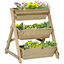 Outsunny Jardinera de Escalera de 3 Niveles Maceteros de Madera Jardinera Vertical con Tela no Tejida y Orificios de Drenaje Huerto Urbano para Plantas Macetas Flores Jardín 71x61x77 cm Natural, , large indicador imagen numero 1