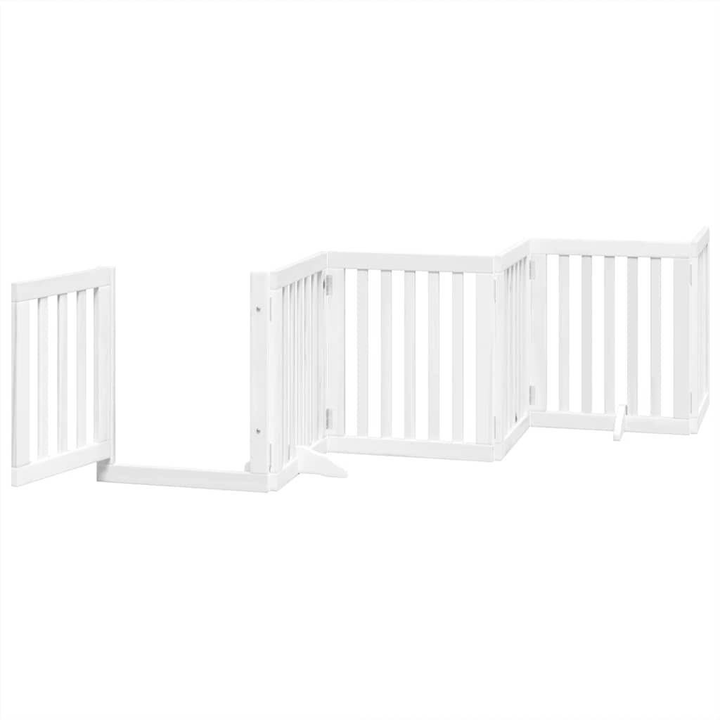 vidaXL Puerta de perros plegable 12 paneles madera &aacute;lamo blanca 600 cm, , large Imagen numero 10