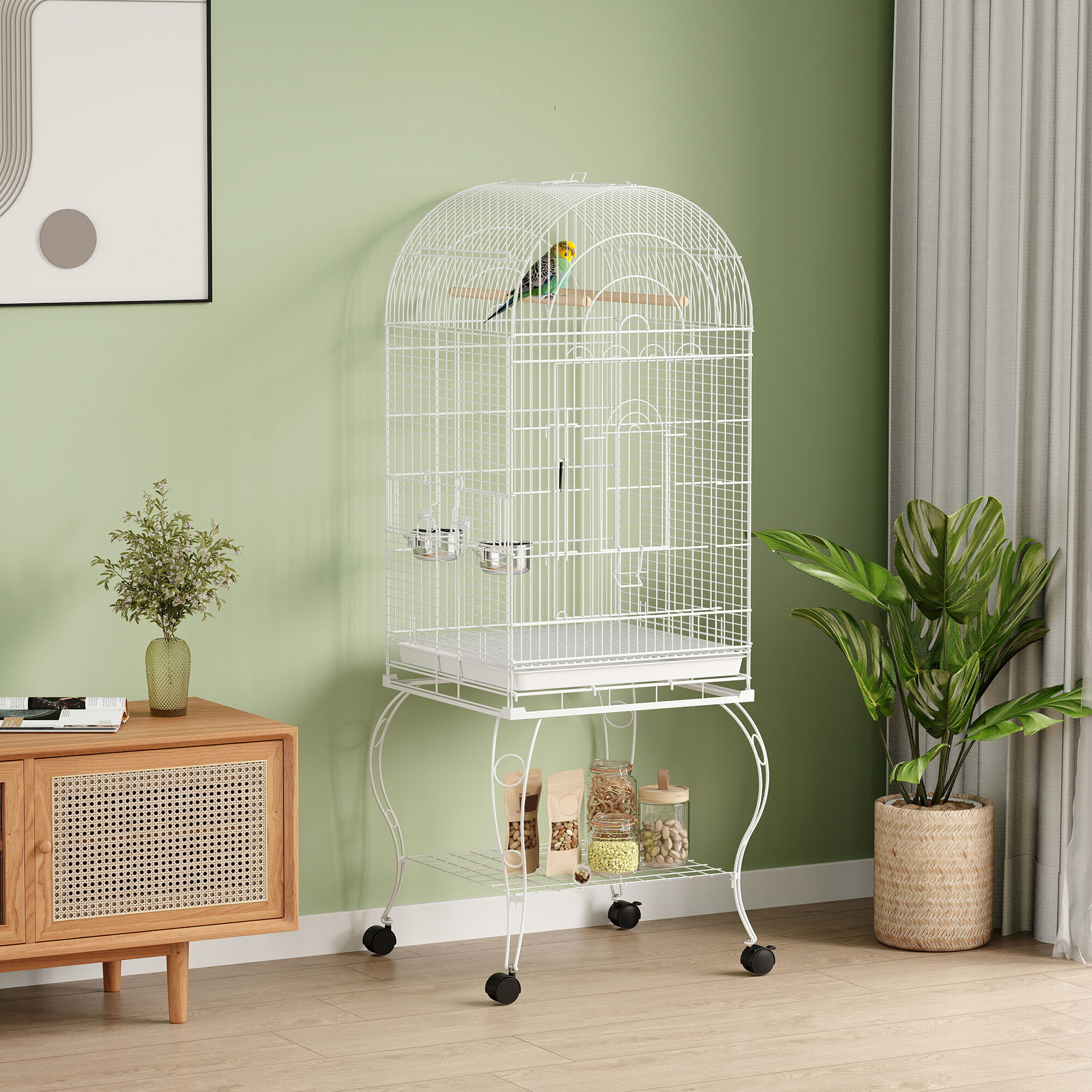PawHut Jaula para P&aacute;jaros Blanco, , large Imagen numero 2
