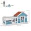 PawHut Conejera Exterior de Madera 162,5x59,2x77,6 cm Jaula para Conejo Grande con 2 Ventanas de Decoración 2 Ruedas 1 Puerta 1 Rampa y Techo de Asfalto Azul, , large indicador imagen numero 3