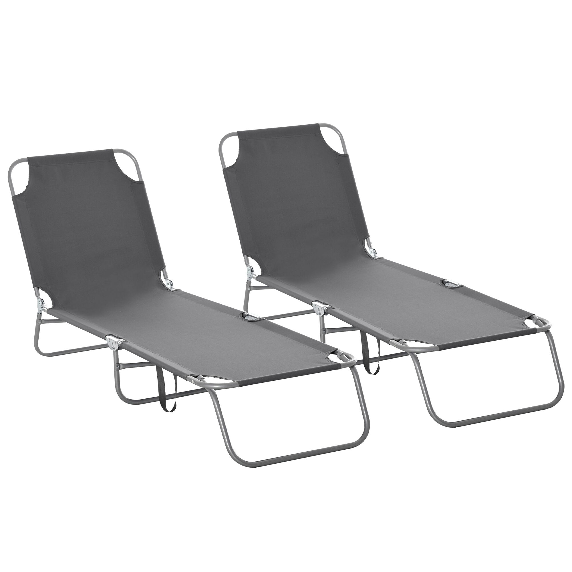 Outsunny Tumbonas Plegables Gris, , large Imagen numero 1