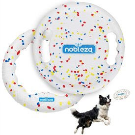 Nobleza Frisbee para Perros Pack de 2 &ndash; Disco Volador Interactivo de Goma E-TPU Indestructible y Ultraligero, Juguete Flotante y Limpiadientes para Adiestramiento en Playa y Parque &Oslash; 23 cm