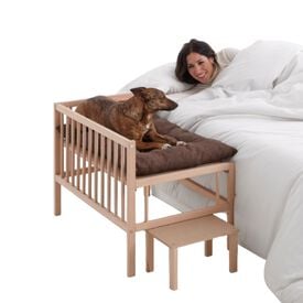 Cool Dreams Pet Cama elevada de madera con escalera para mascota