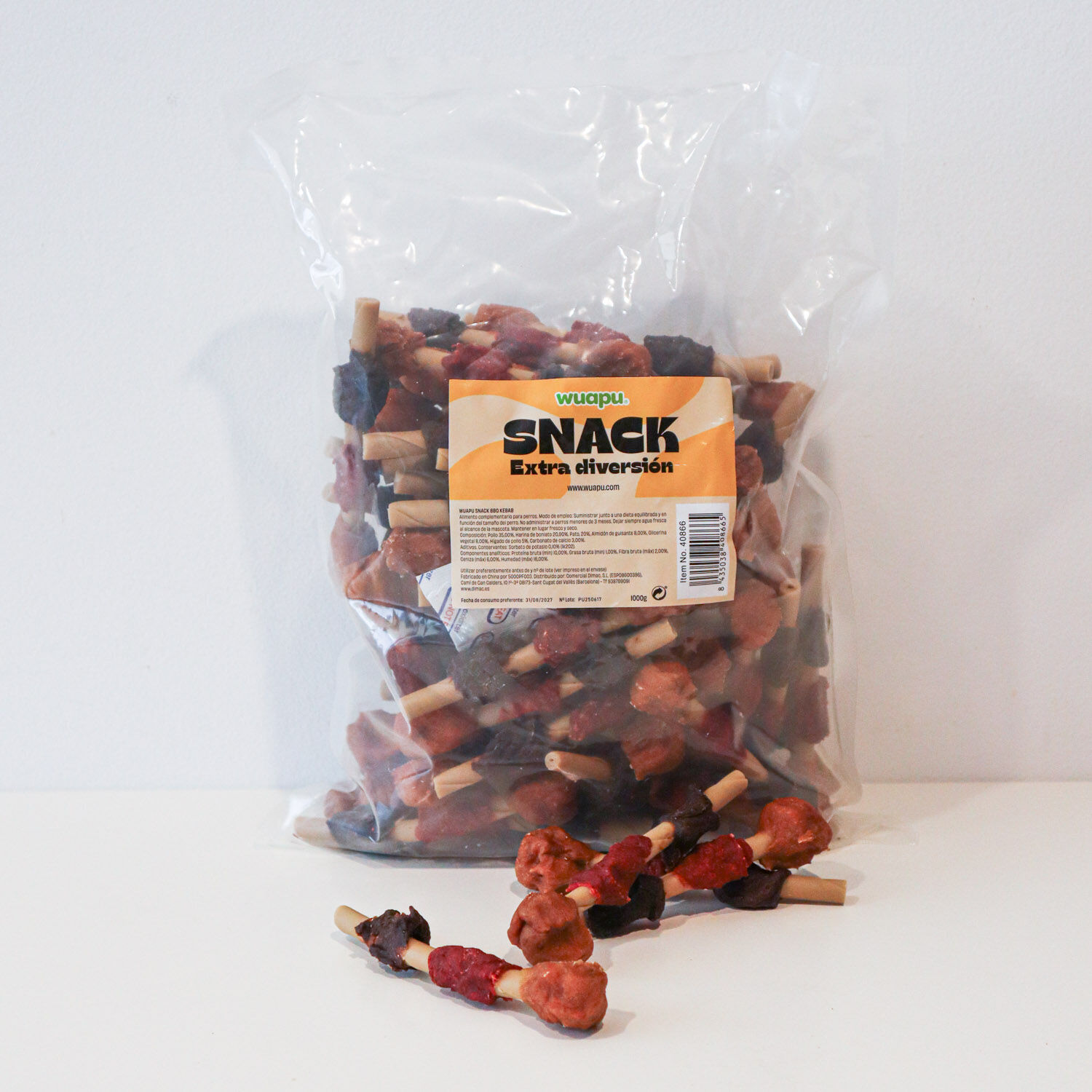 Snack Barbacoa para perro Brocheta de pollo y pato Wuapu (1kg-63ud), , large Imagen numero 1