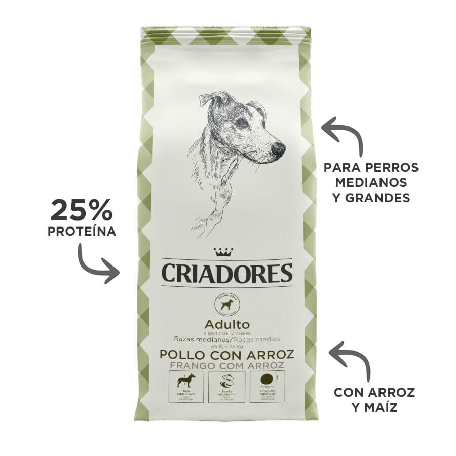 Criadores Adulto Pollo y Arroz pienso para perros de raza mediana thumbnail