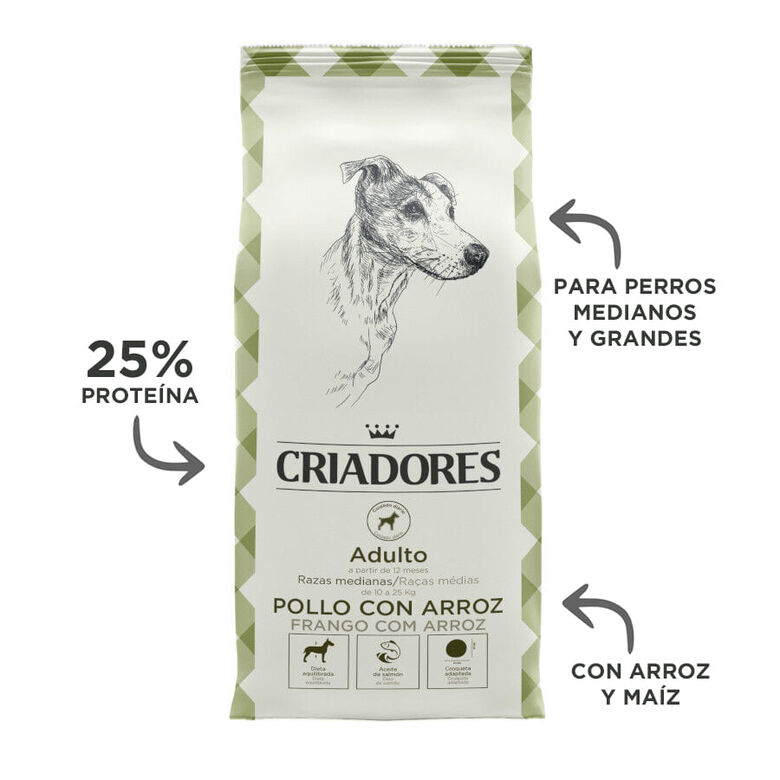 Criadores Adulto Pollo y Arroz pienso para perros de raza mediana thumbnail