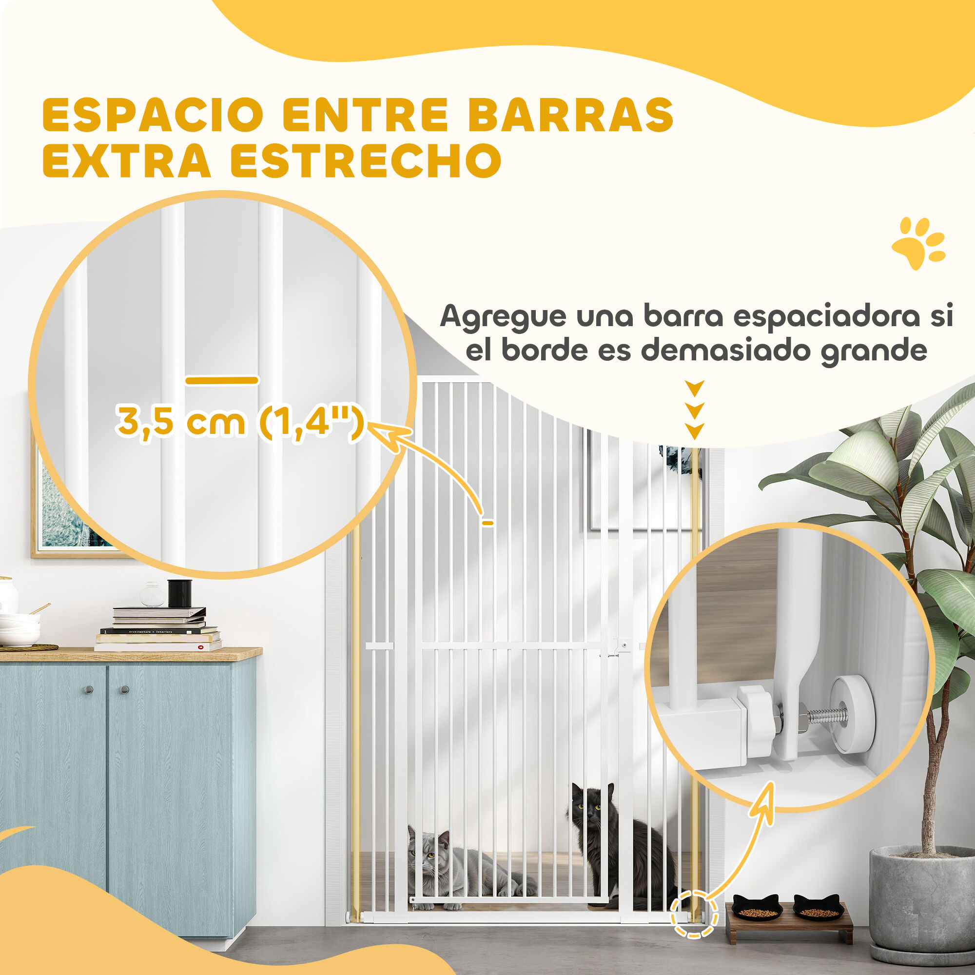 PawHut Barrera de Seguridad Blanca para Gatos thumbnail