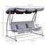 Outsunny Columpio Balancín Jardín 3 Plazas Convertible en Cama Techo Parasol Regulable Bandeja para Bebida Terrza Balcón Exterior Carga máx. 340kg Acero 200x120x164cm Gris, , large indicador imagen numero 3