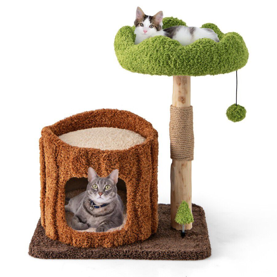 COSTWAY &Aacute;rbol para Gatos Multifuncional, Torre Moderna con Postes de Rascado Cubiertos de Sisal, Perchero y Plataforma Redonda, Juguete en Forma de &Aacute;rbol, Mueble para Gatos de Interior, 60 x 46 x 73 CM, , large Imagen numero 3