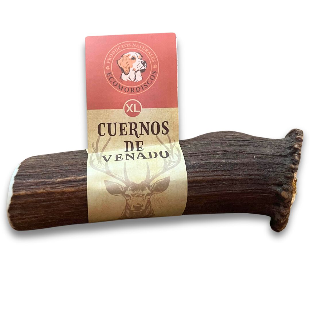 ECOMORDISCOS - Mordedor de Asta de Ciervo para Perro (Talla S,L,XL) 100% Natural, Resistente, Calma Estr&eacute;s y Ansiedad, Reduce Sarro (XL) Juguete, , large Imagen numero 1