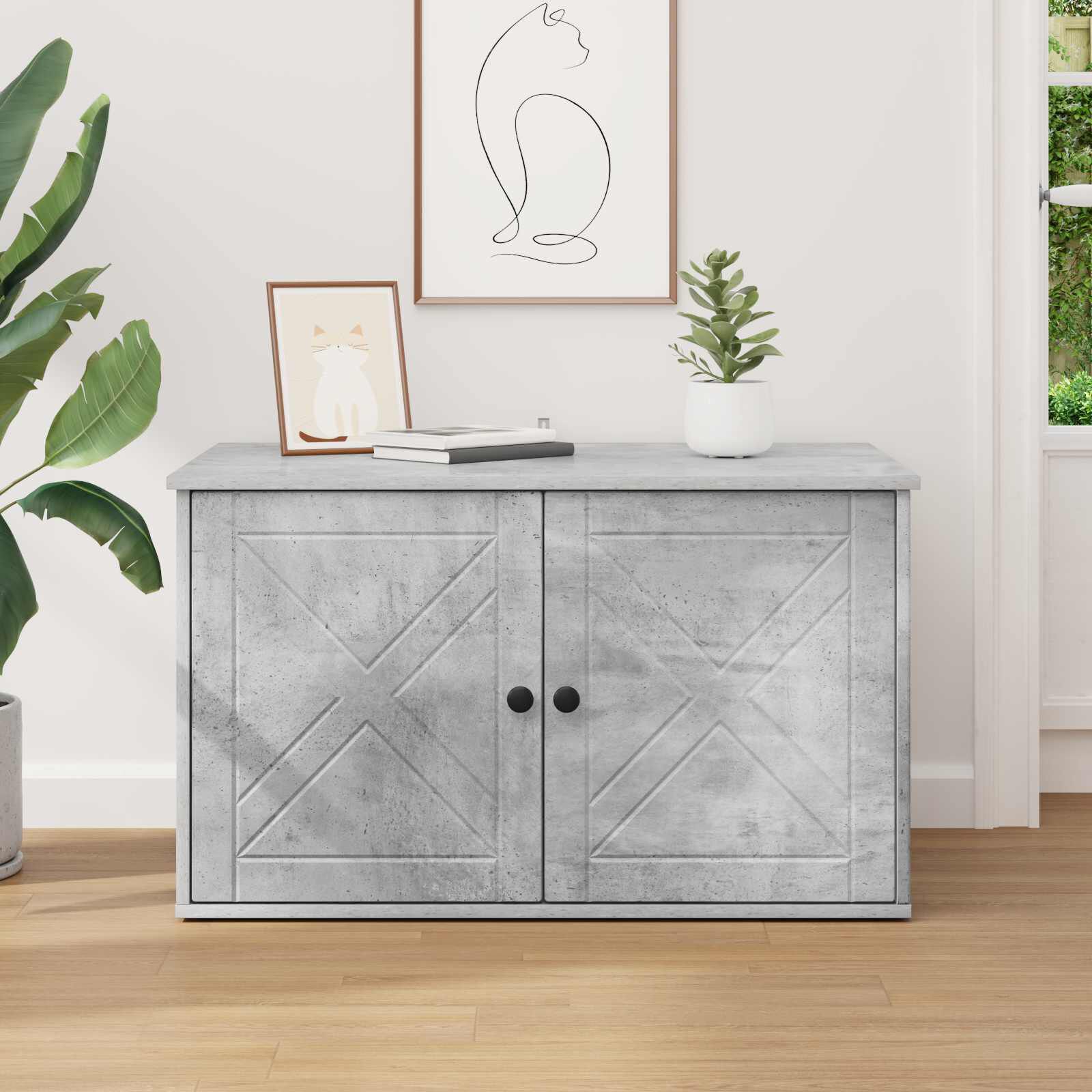 vidaXL Casa para Gatos Concreto 85 x 55 x 50 cm Madera de ingenier&iacute;a, , large Imagen numero 5