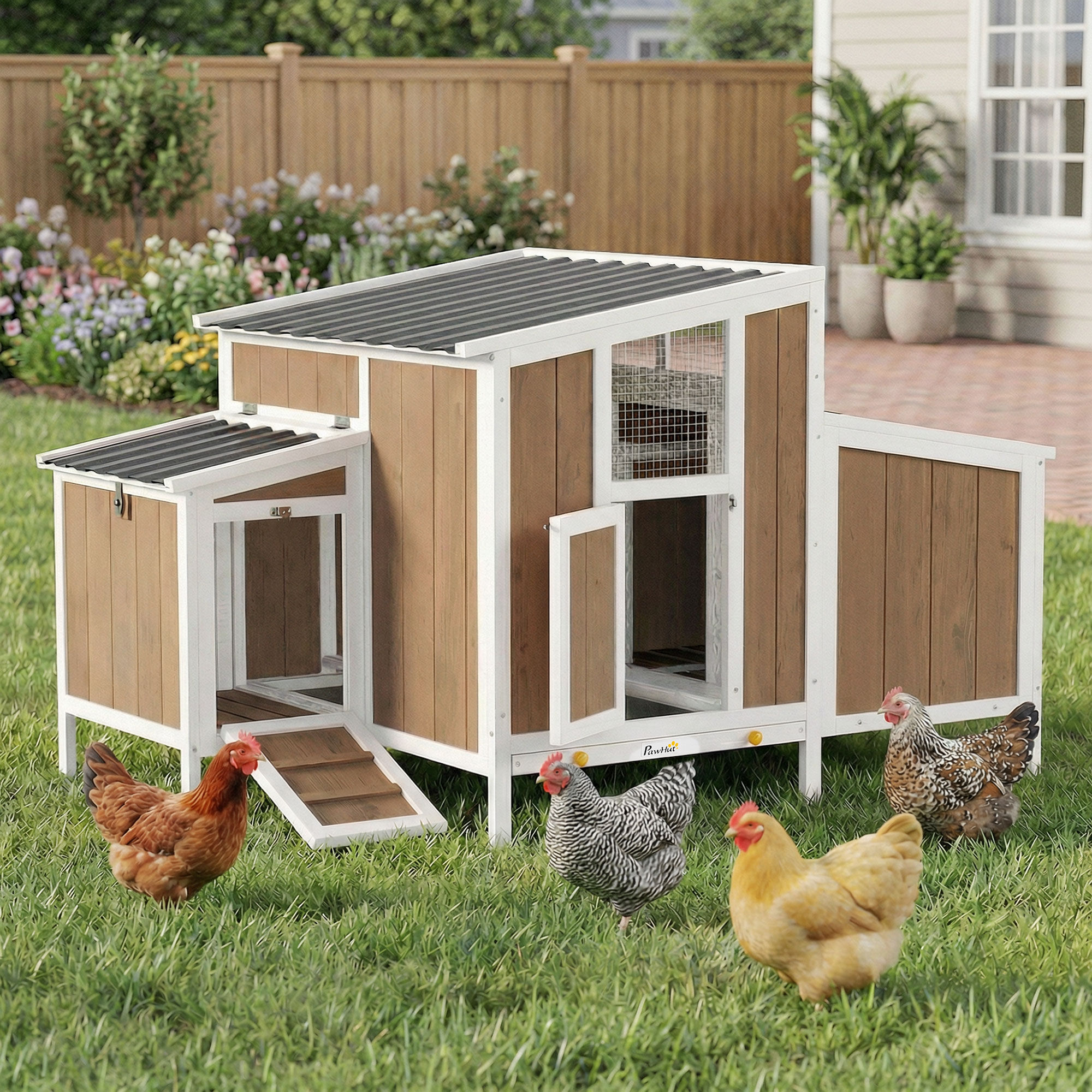 PawHut Gallinero Marr&oacute;n, , large Imagen numero 2