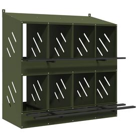 vidaXL Nido para gallinas con 6 compartimentos de metal verde oliva