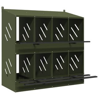vidaXL Nido para gallinas con 6 compartimentos de metal verde oliva