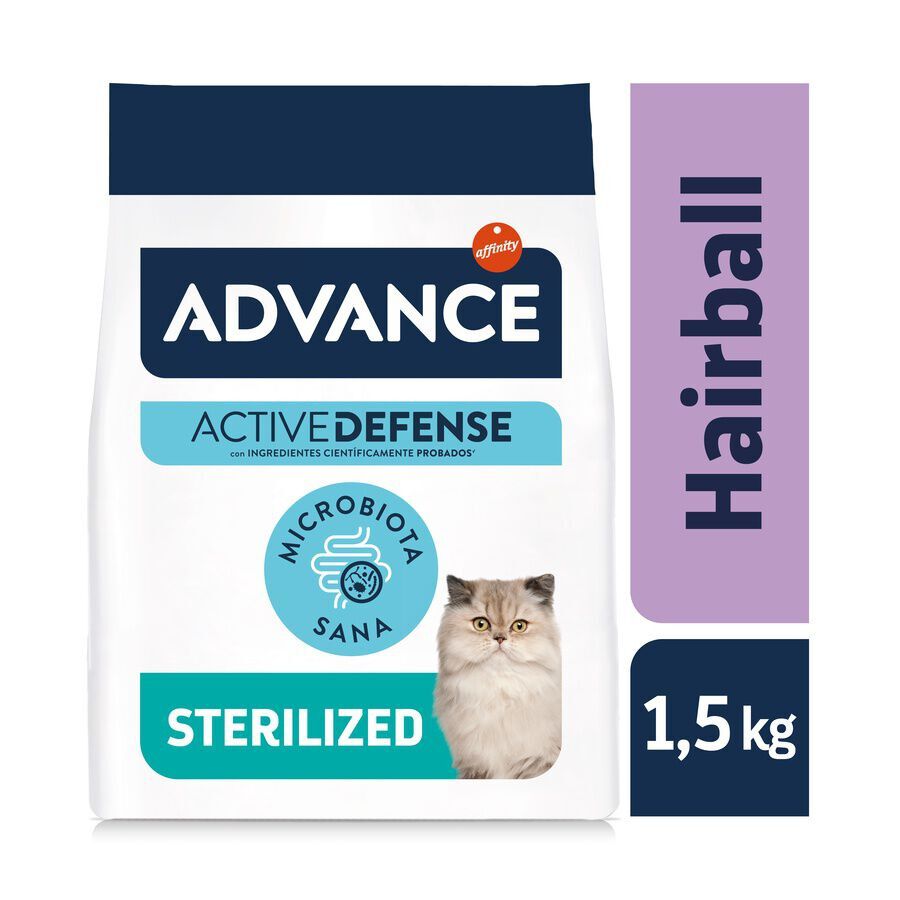 Advance Sterilized Hairball Pavo y Cebada pienso para gatos thumbnail